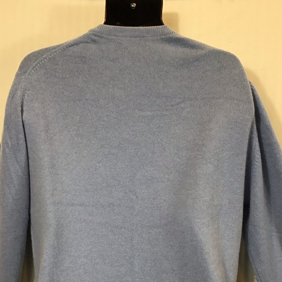 Brooks Brothers Mens 100% Cashmere Sweater Size XL Scottish V-Neck Pullover Blue - Picture 13 of 13